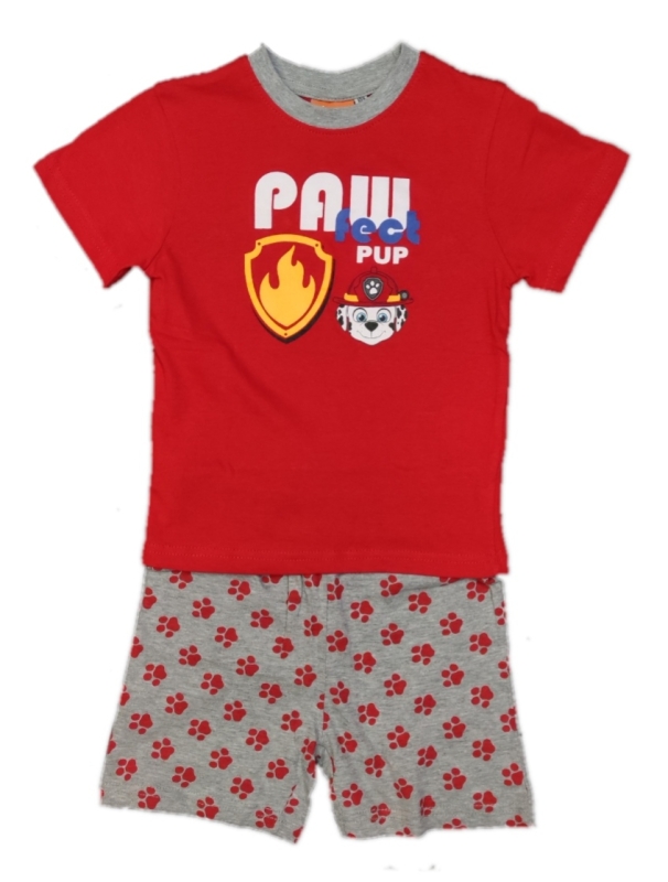 PAW Patrol Schlafanzug Kurz Rot-Grau mit Marshall für Jungen